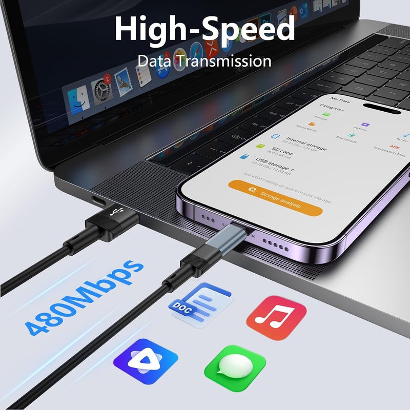 KIPOZI 3 حزمة محول Lightning إلى USB C [معتمد من Apple MFi] لجهاز iPhone 17 Air Pro Max 16e 16 15، محول كابل USB Type C إلى Lightning للشحن السريع ونقل البيانات لجهاز Samsung، غير مخصص لسماعات الرأس/الصوت/OTG - Image 5